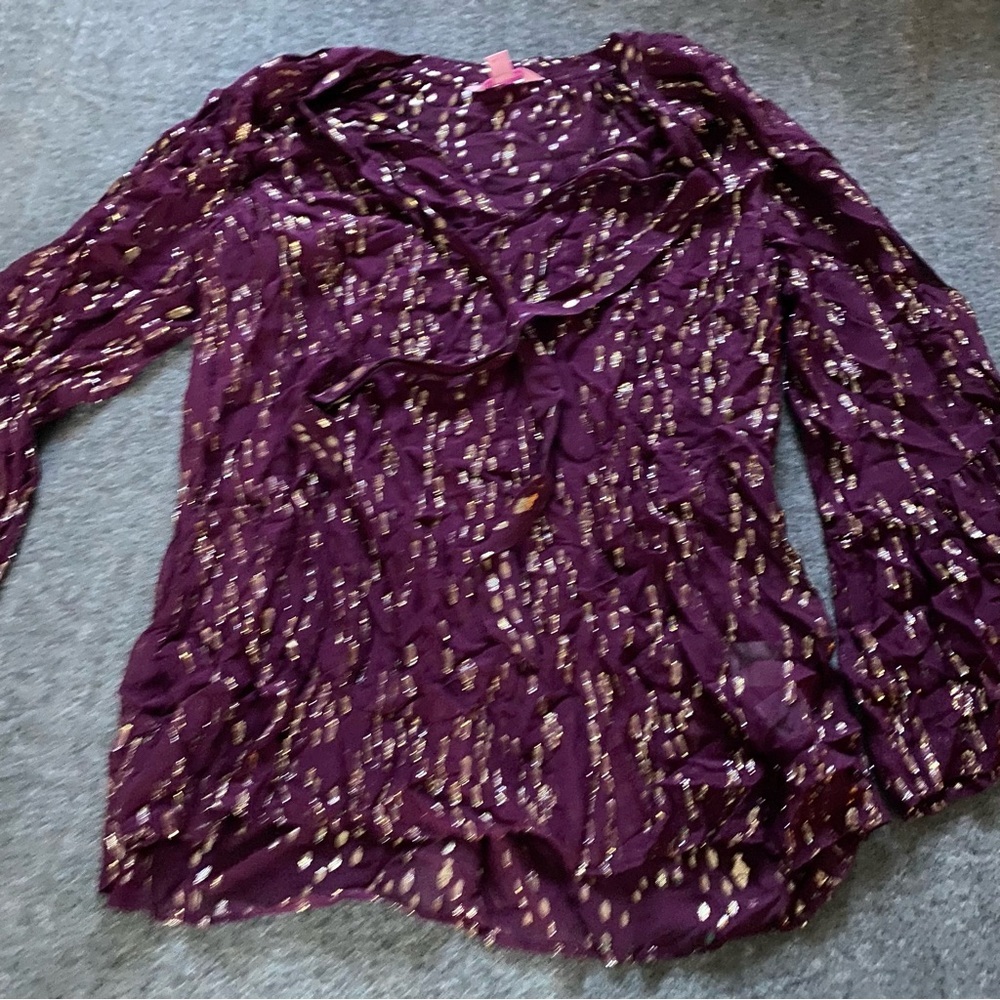 Lilly Pulitzer Top‎ Shirt Women’s Size Small Balloon Sleeve Silk Blend Pullover